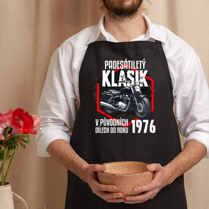 Padesátiletý klasik - v původních dílech od roku 1976 - zástěra s potiskem