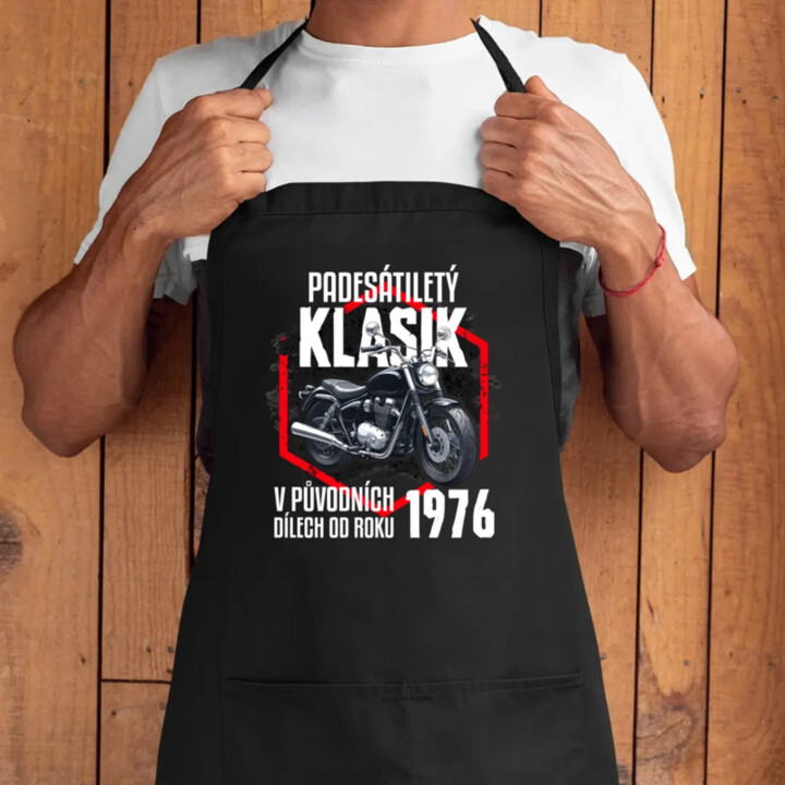 Padesátiletý klasik - v původních dílech od roku 1976 - zástěra s potiskem