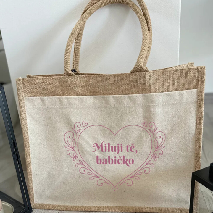 Miluji tě, babičko - Jutová taška s potiskem