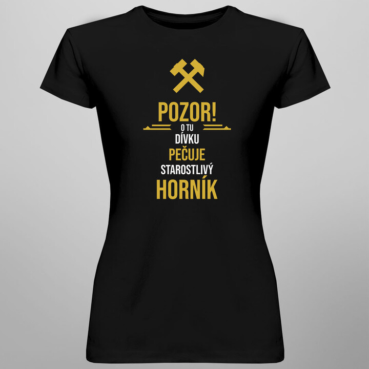 O tu dívku pečuje starostlivý horník - dámské tričko s potiskem