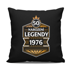 50 let - Narození legendy 1976 v2 - černý polštář s potiskem