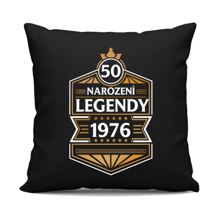 50 let - Narození legendy 1976 v2 - černý polštář s potiskem