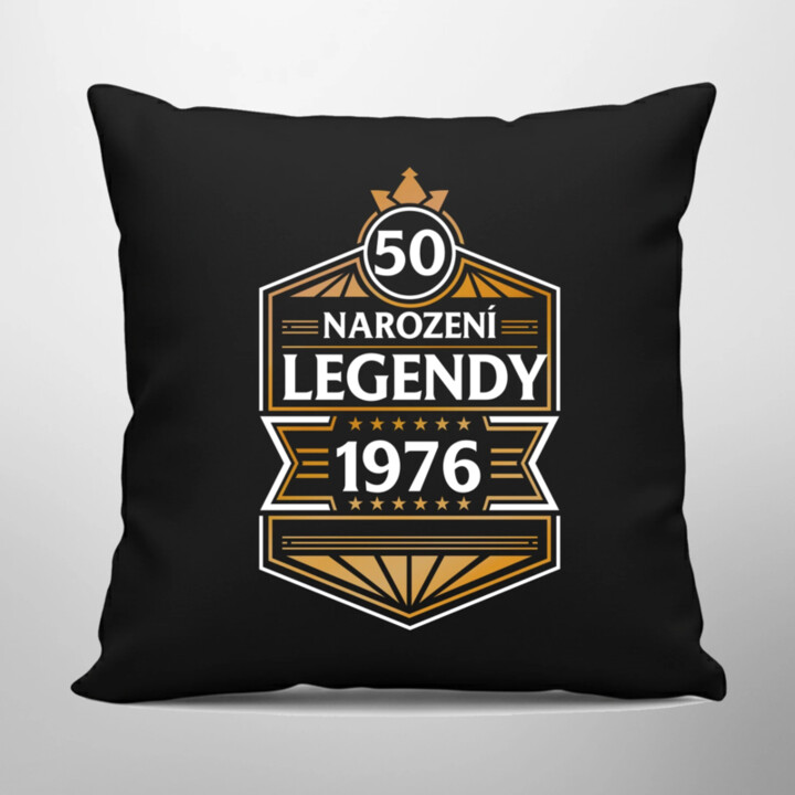 50 let - Narození legendy 1976 v2 - černý polštář s potiskem