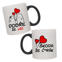 Dobře, že jsi - škoda, že č*rák - magický hrnek  s třpytkami jako dárek