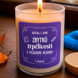 Svíčka s vůní zbytků trpělivosti z poslední hodiny – vonná svíčka jako dárek