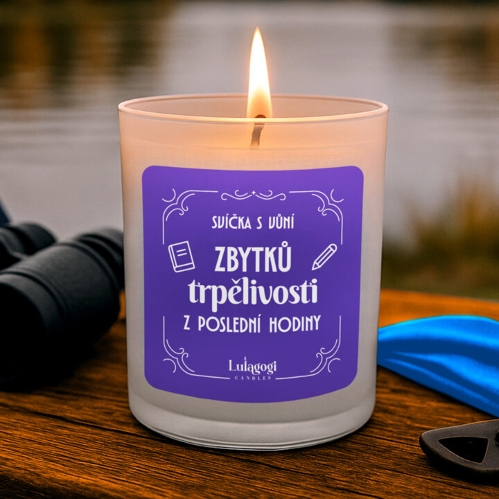 Svíčka s vůní zbytků trpělivosti z poslední hodiny – vonná svíčka jako dárek