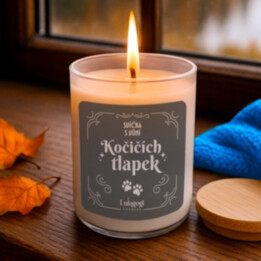 Svíčka s vůní kočičích tlapek - vonná svíčka jako dárek