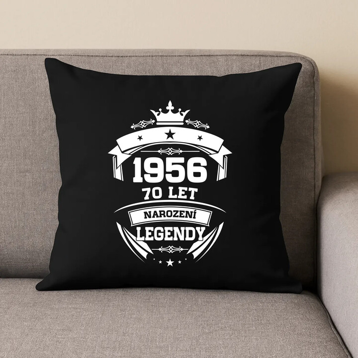 1956 Narození legendy 70 let - černý polštář s potiskem