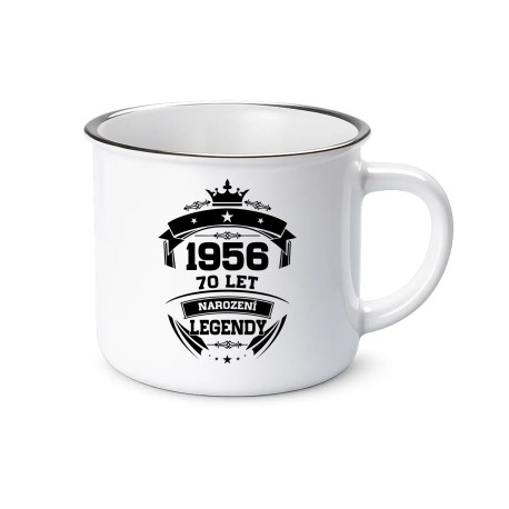 1956 Narození legendy 70 let  - keramický smaltovaný hrneček s potiskem