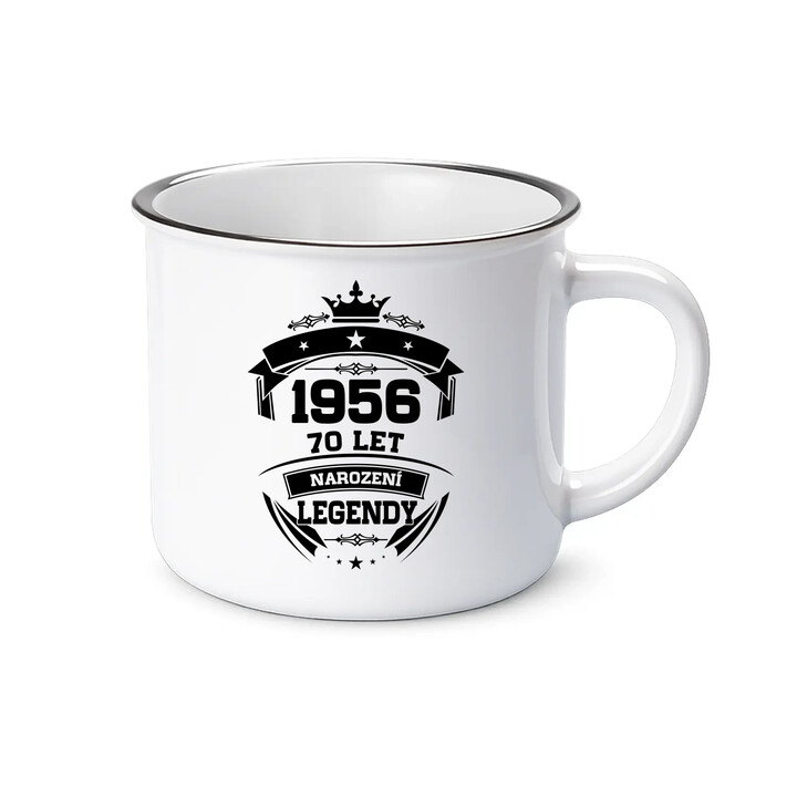 1956 Narození legendy 70 let  - keramický smaltovaný hrneček s potiskem