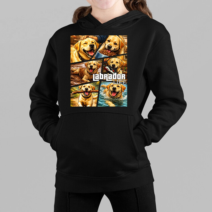Labrador life - dětská mikina s kapucí