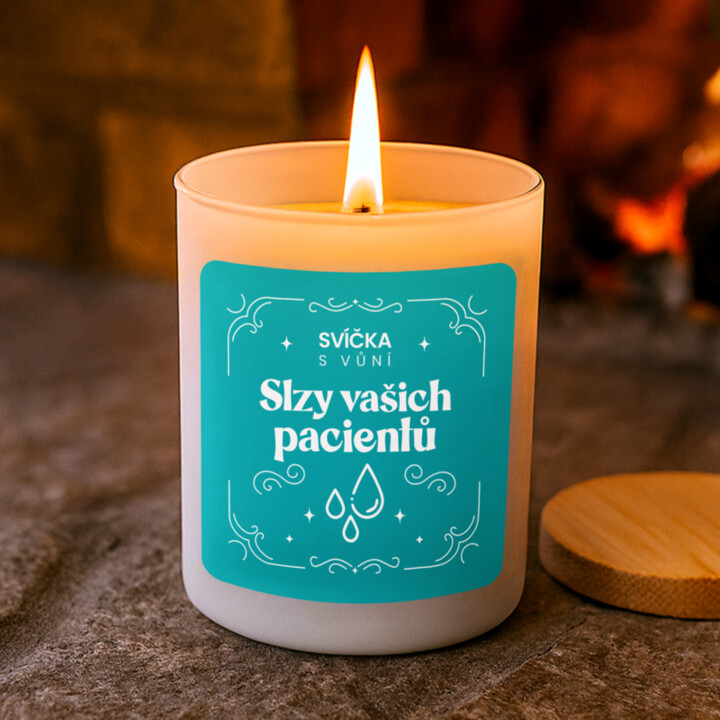 Svíčka s vůní slzy vašich pacientů - vonná svíce s potiskem