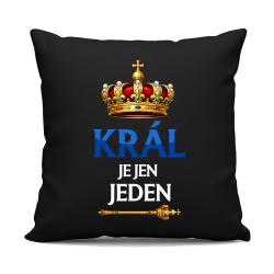 Král je jen jeden - černý polštář s potiskem