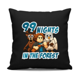 99 nights in the forest - černý polštář s potiskem