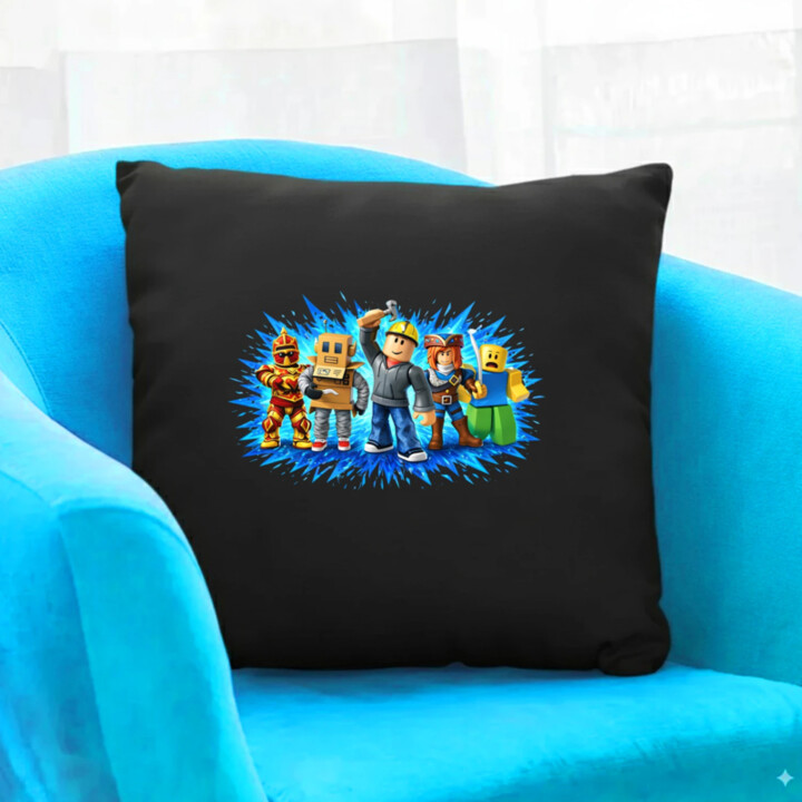 Tým – pro fanoušky hry Roblox - černý polštář s potiskem