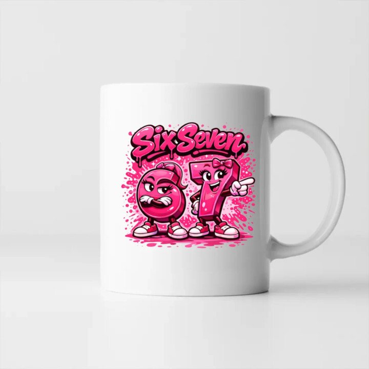 Six seven - 67 - růžová verze - hrnek s potiskem
