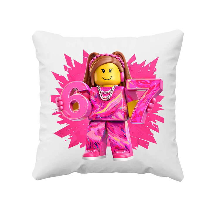 67 - Six Seven - verze pro dívku - inspirováno Robloxem - polštář s potiskem