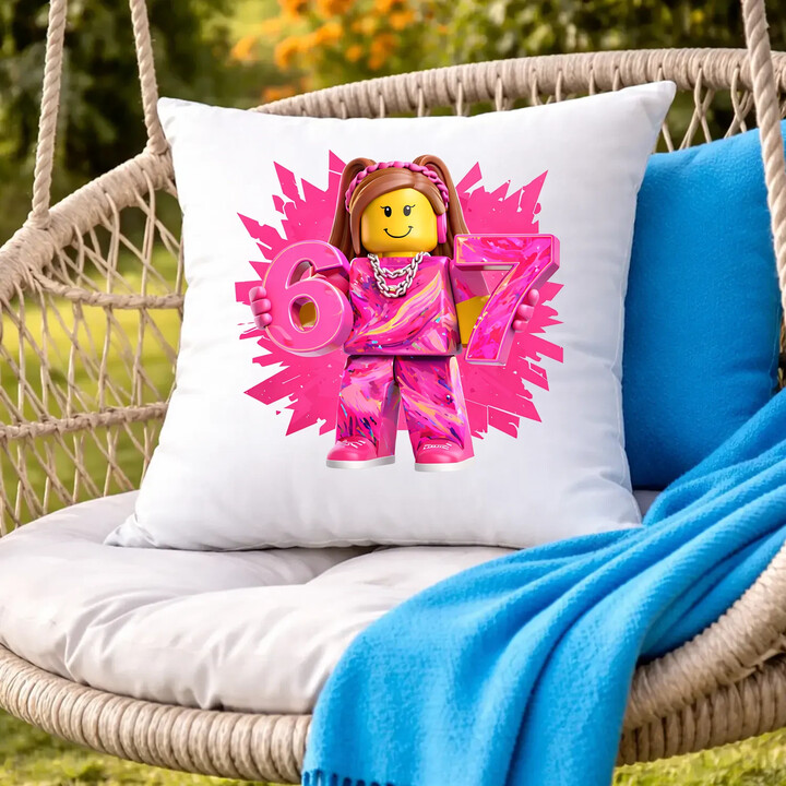 67 - Six Seven - verze pro dívku - inspirováno Robloxem - polštář s potiskem