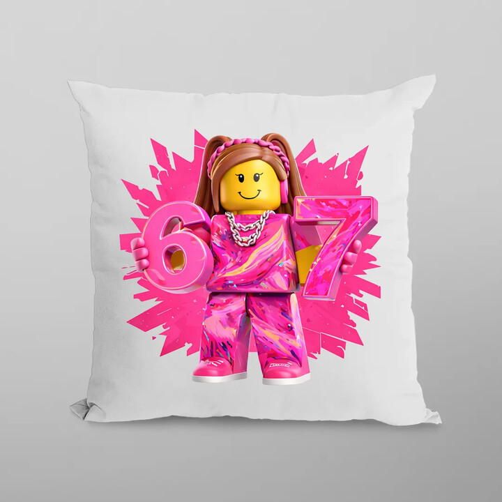 67 - Six Seven - verze pro dívku - inspirováno Robloxem - polštář s potiskem