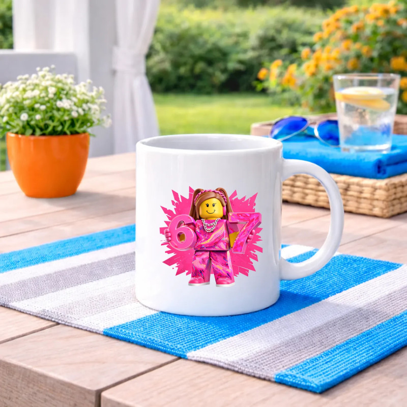 67 - Six Seven - verze pro dívku – inspirováno Robloxem - hrnek s potiskem