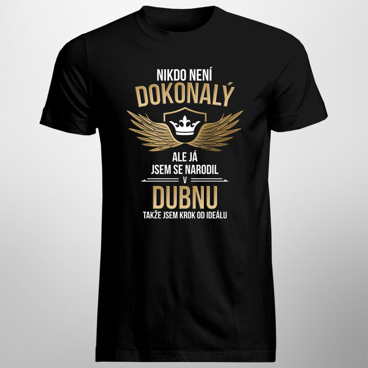 Nikdo není dokonalý, ale já jsem se narodil v dubnu - pánská trička  s potiskem