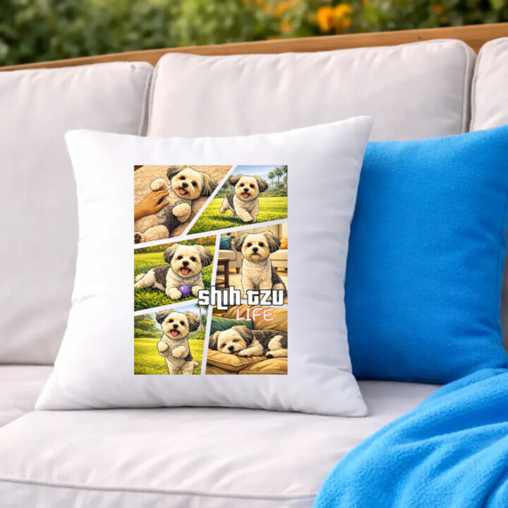 shih tzu life - polštář s potiskem