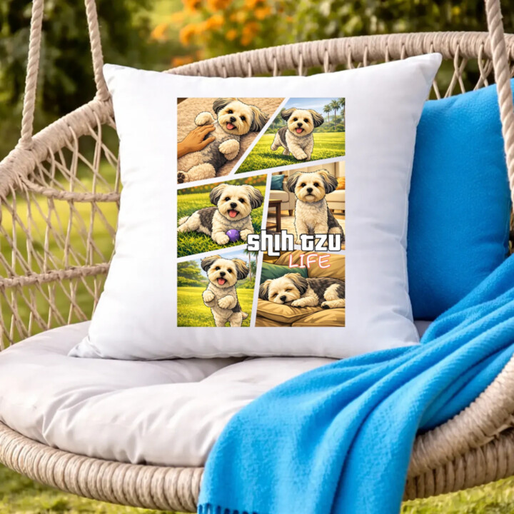 shih tzu life - polštář s potiskem