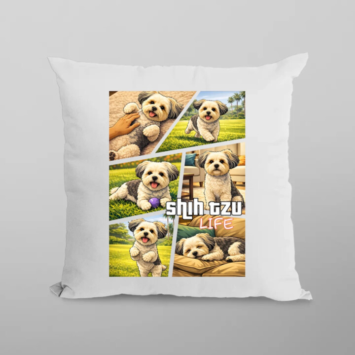 shih tzu life - polštář s potiskem