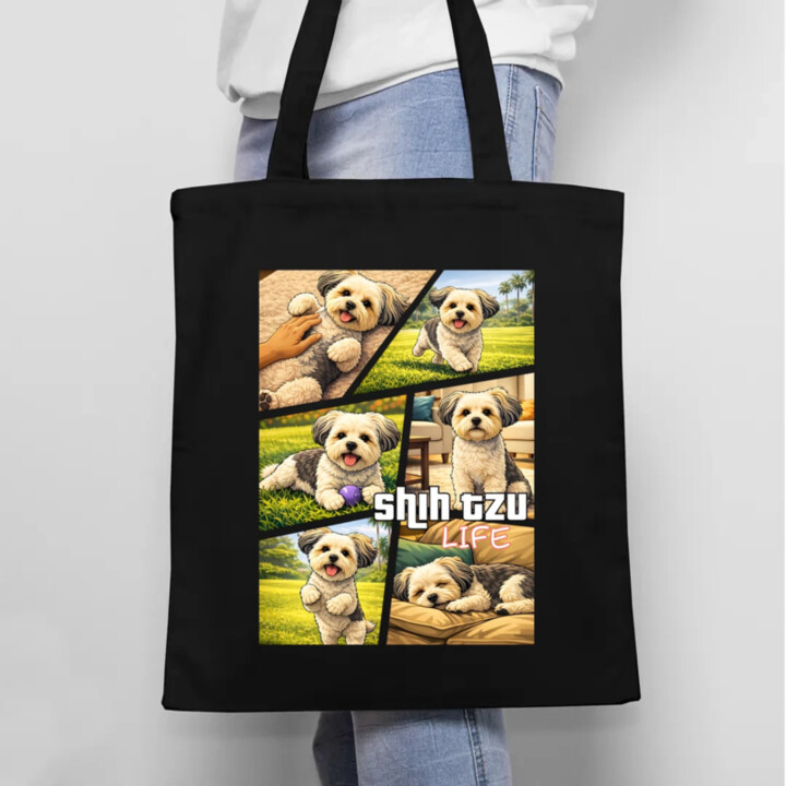shih tzu life - taška s potiskem