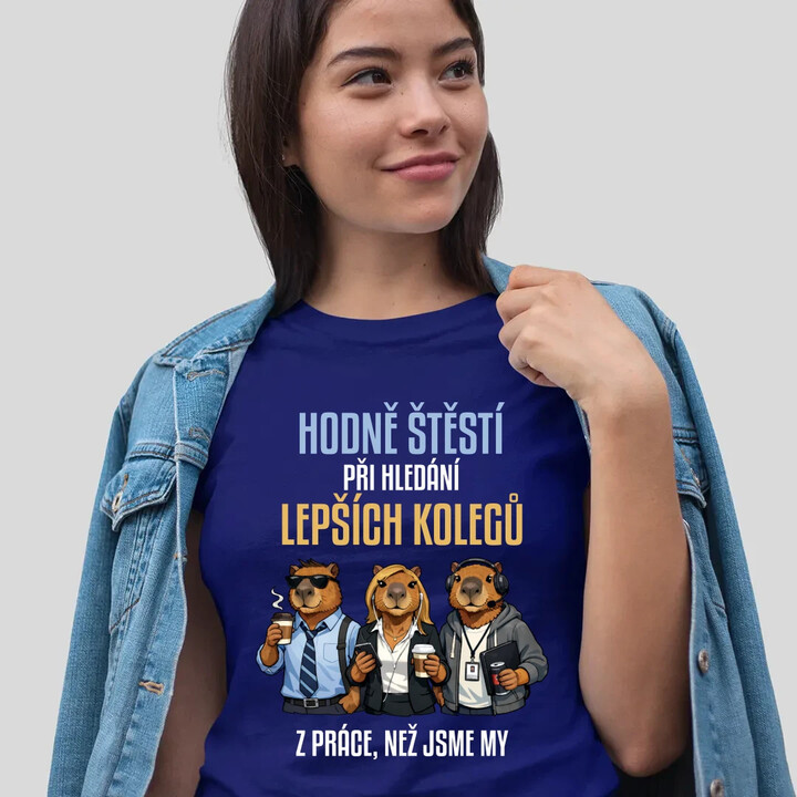 Hodně štěstí při hledání lepších kolegů z práce  - dámské tričko s potiskem