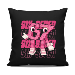 Six seven 67 - Italian Brainrot - růžová verze  - černý polštář s potiskem
