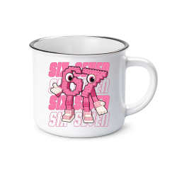 Six seven 67 - Italian Brainrot - růžová verze   - keramický smaltovaný hrneček s potiskem