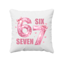 Six seven - 67 - růžová verze - polštář s potiskem
