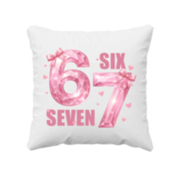 Six seven - 67 - růžová verze - polštář s potiskem