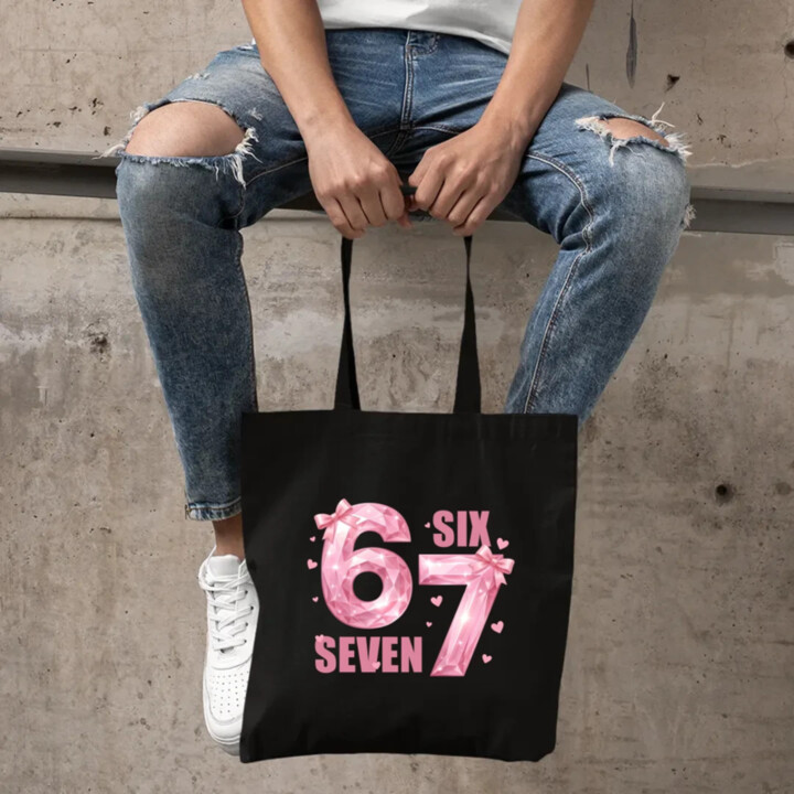 Six seven - 67 - růžová verze - taška s potiskem