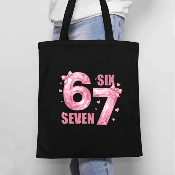 Six seven - 67 - růžová verze - taška s potiskem