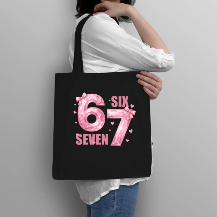 Six seven - 67 - růžová verze - taška s potiskem