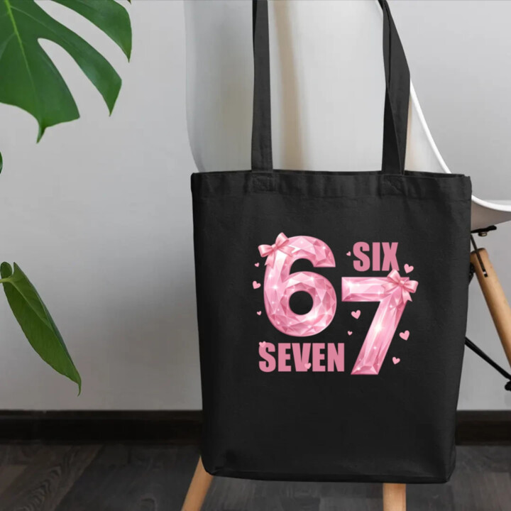Six seven - 67 - růžová verze - taška s potiskem