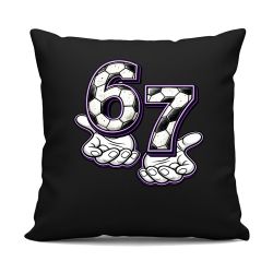 67 Football - černý polštář s potiskem