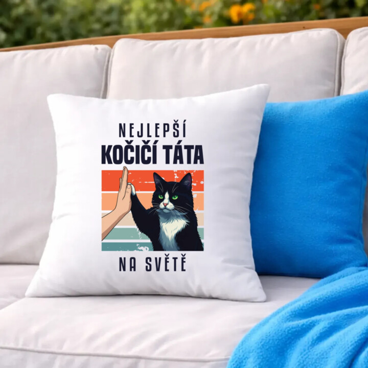 Nejlepší kočičí táta na světě - polštář s potiskem