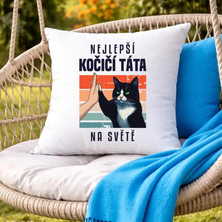 Nejlepší kočičí táta na světě - polštář s potiskem