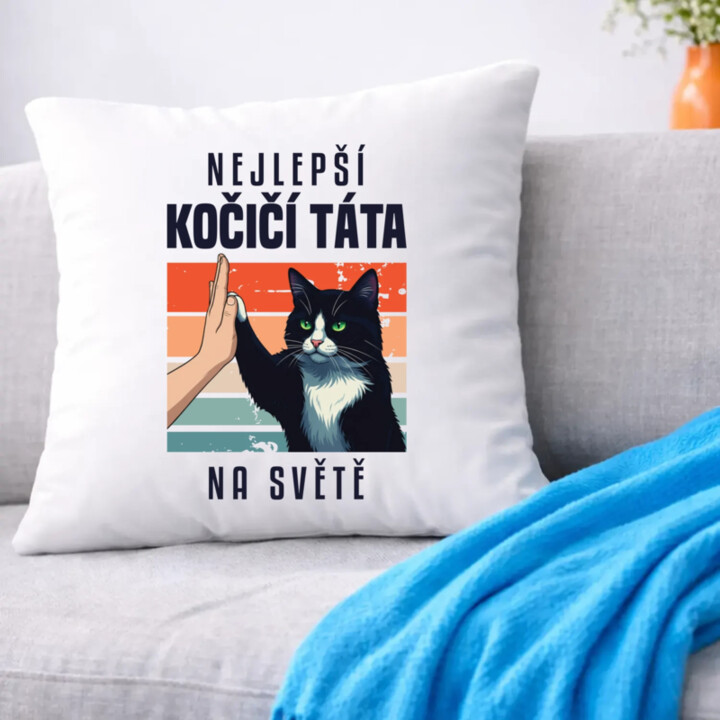 Nejlepší kočičí táta na světě - polštář s potiskem