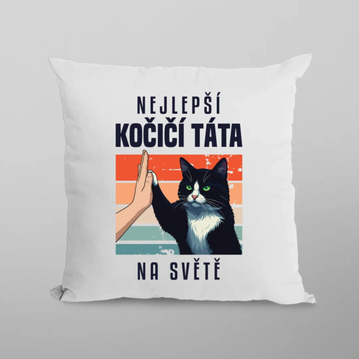 Nejlepší kočičí táta na světě - polštář s potiskem