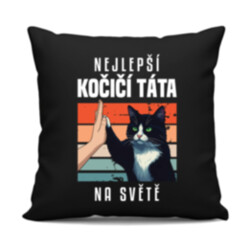 Nejlepší kočičí táta na světě - černý polštář s potiskem