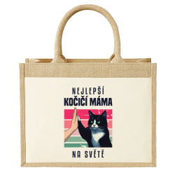 Nejlepší kočičí máma na světě - Jutová taška s potiskem