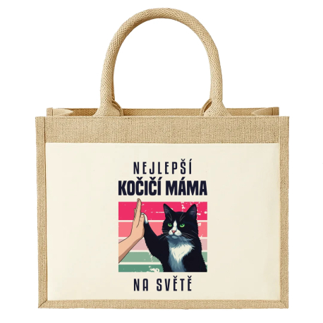 Nejlepší kočičí máma na světě - Jutová taška s potiskem