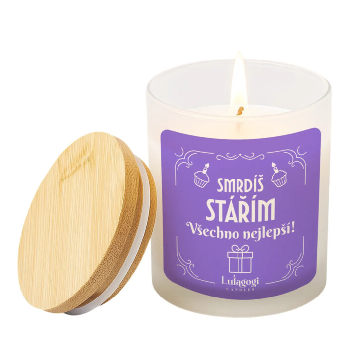 Smrdíš stářím - všechno nejlepší! - vonná svíčka jako dárek