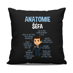 Anatomie šéfa  - černý polštář s potiskem