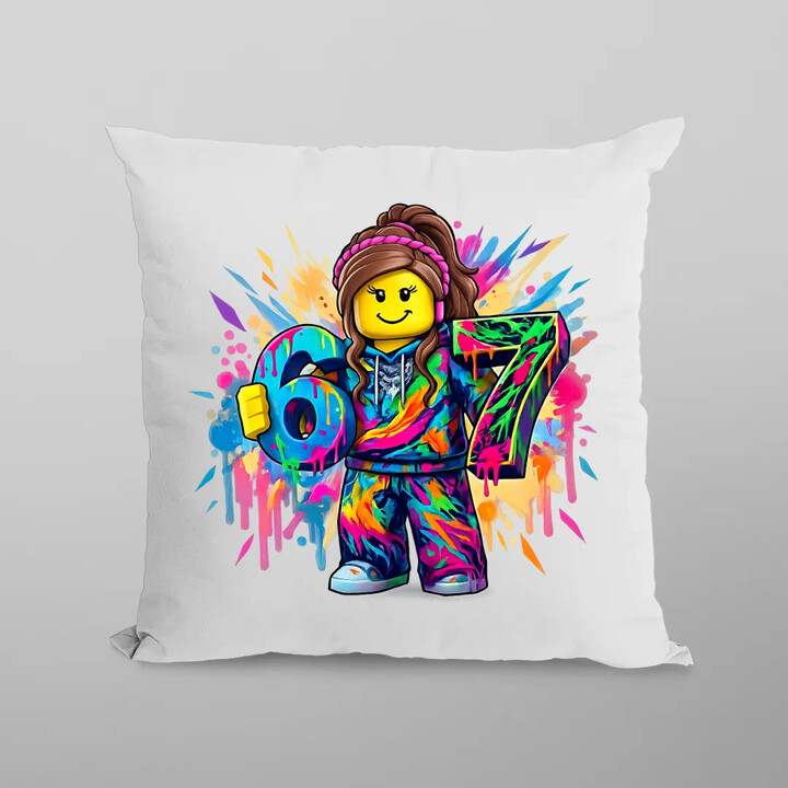 barevné six seven - 67 - verze pro dívku - inspirováno Robloxem - polštář s potiskem