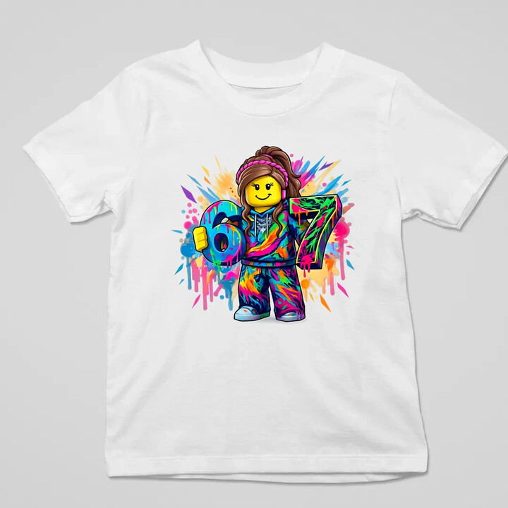 barevné six seven - 67 - verze pro dívku - inspirováno Robloxem - dětské tričko s potiskem